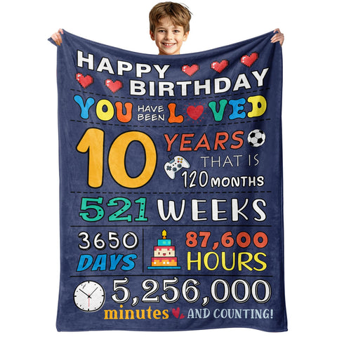 Rakoviol 10th birthday blanket folded for gifting and cozy warmth.
