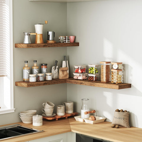 RALGEND floating shelves bedroom-decor highlights neat, clutter-free nightstand area