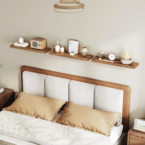 RALGEND floating shelves concealed-brackets design emphasizes sleek, minimalist look