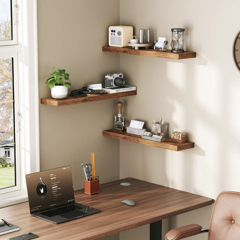 RALGEND floating shelves living-room-display demonstrates stylish book and photo organization