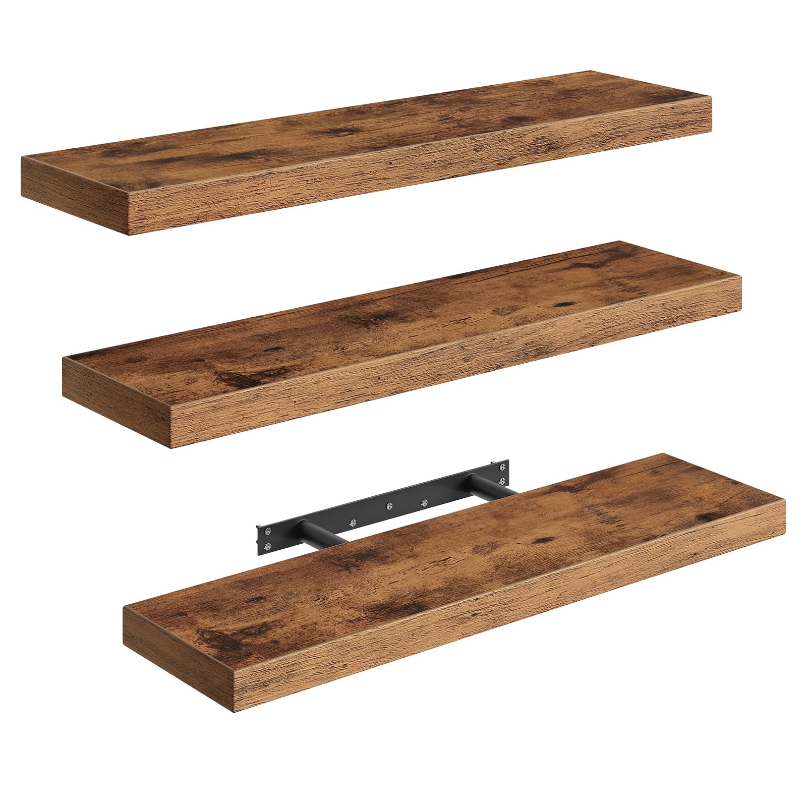 RALGEND floating shelves woodgrain close-up showing strong 1.5-inch depth for durability