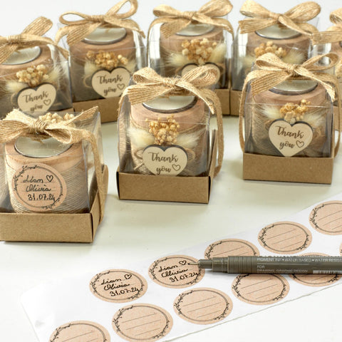 Rallad warm wood finish creating cozy wedding table ambience