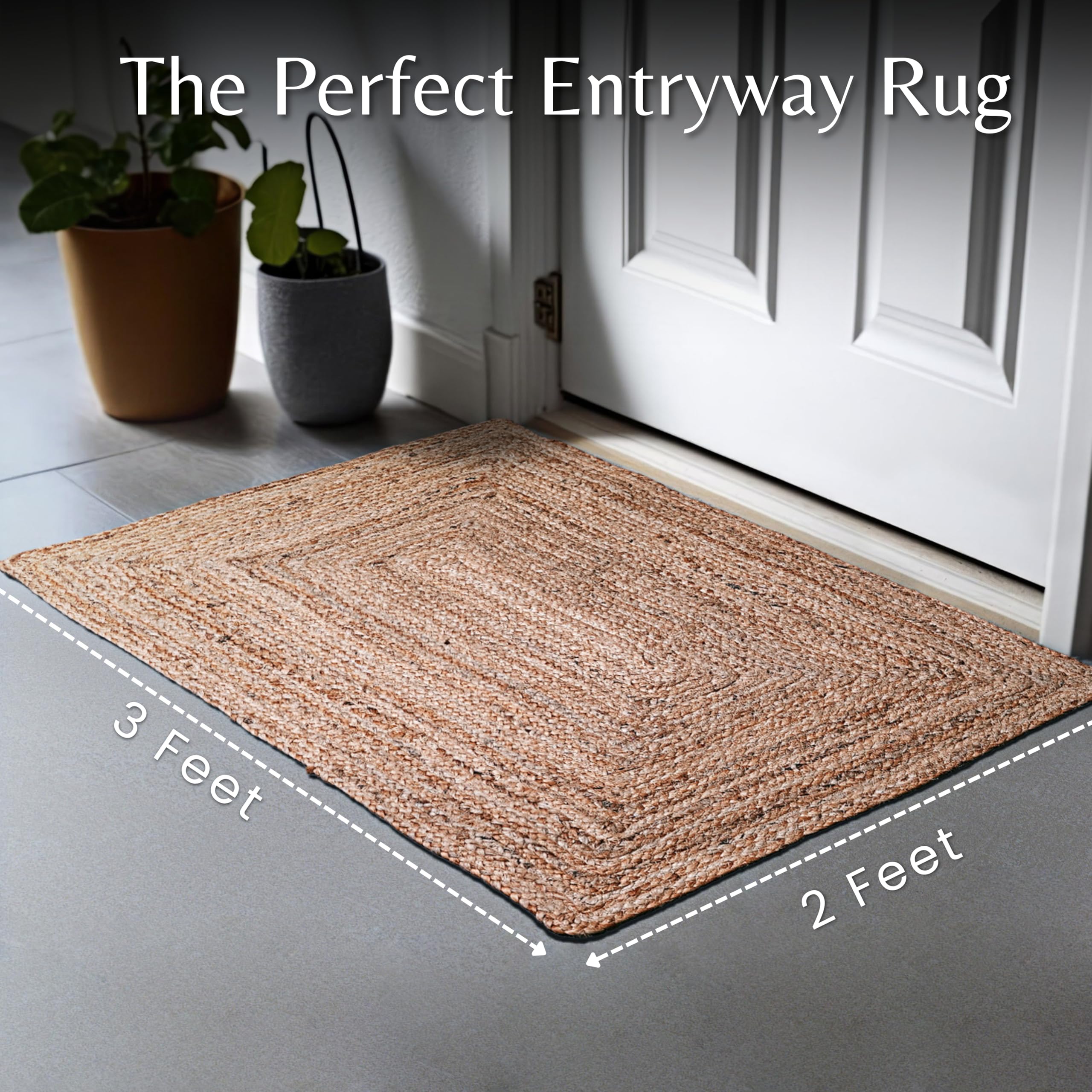 Braided jute texture detail adds casual farmhouse and boho vibes for Ramanta Home rug.