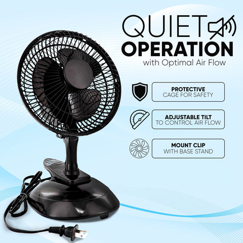 RamPro small quiet fan delivering cool airflow with two speed settings