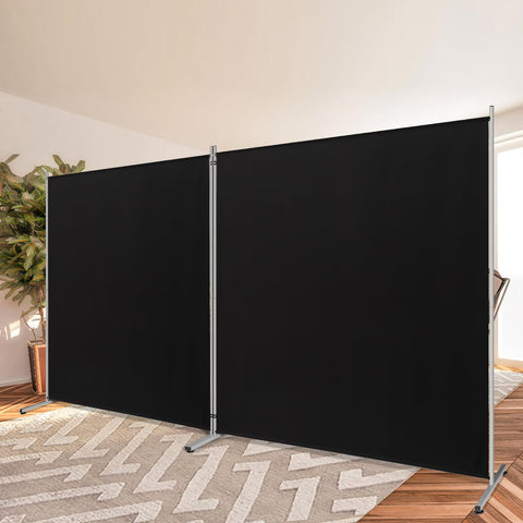 Rantila 2-panel room divider in black fabric, easy to fold and move for flexible privacy.