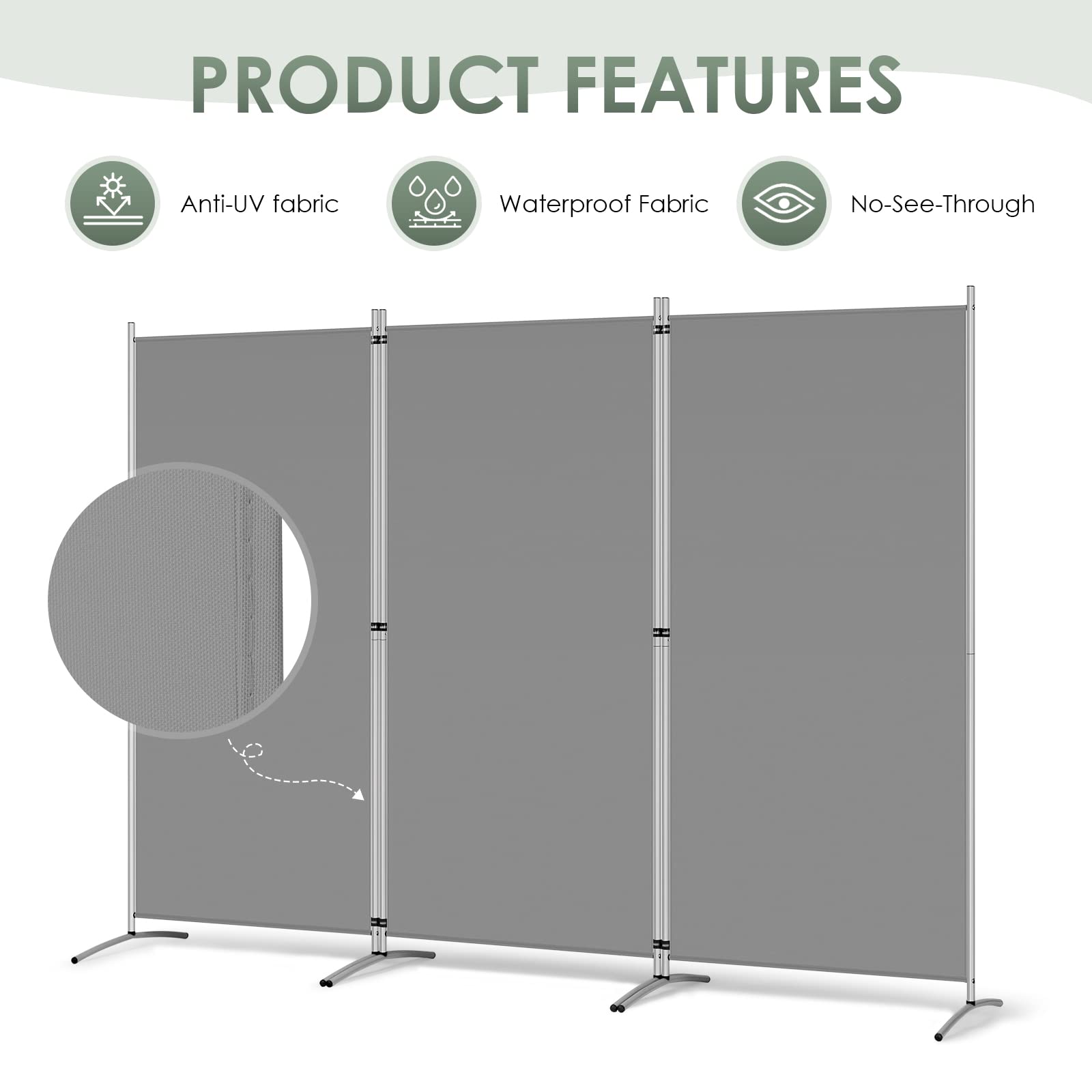 RANTILA 3-panel divider folded for compact storage in small spaces.