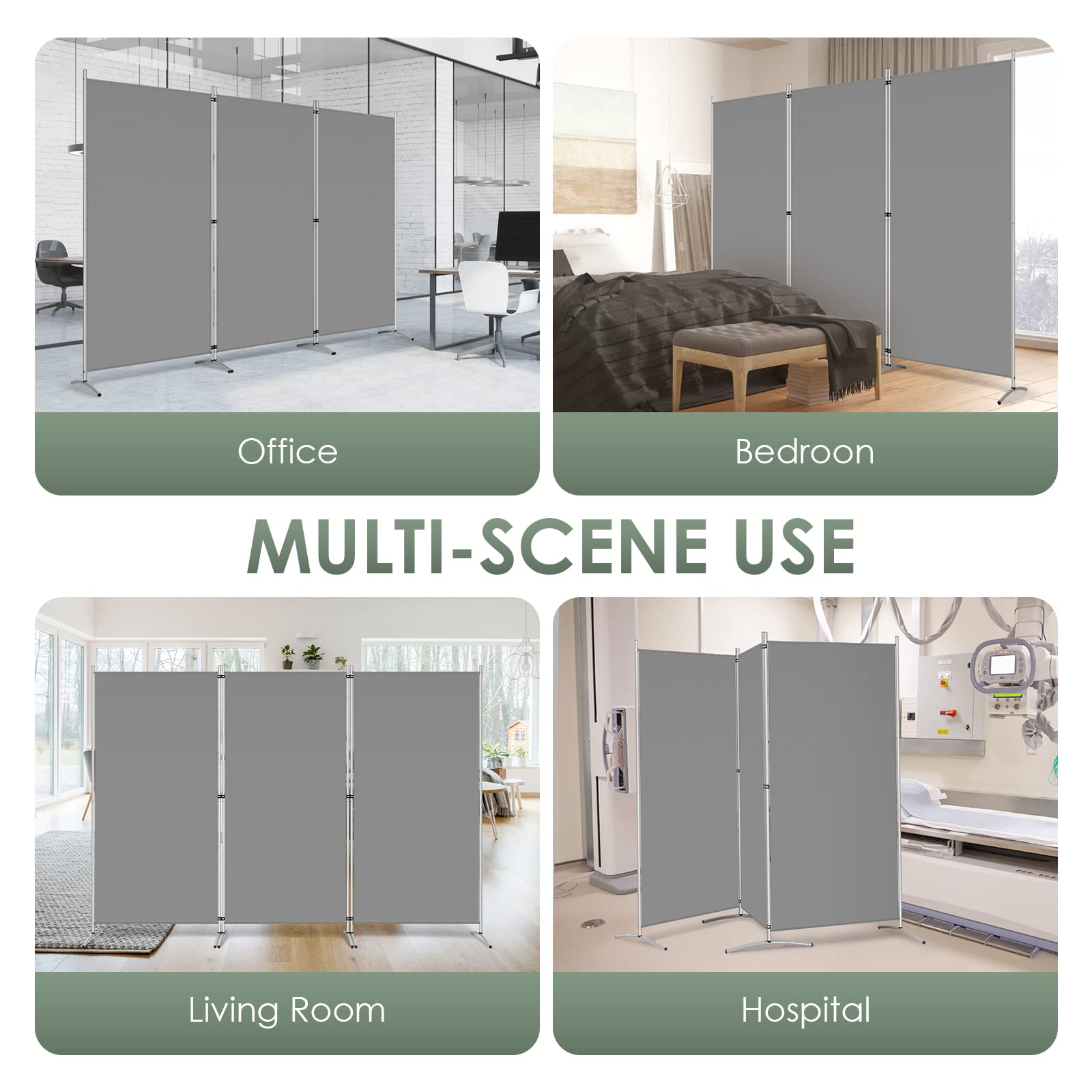 RANTILA 3-panel divider shown in a home office setting for privacy.