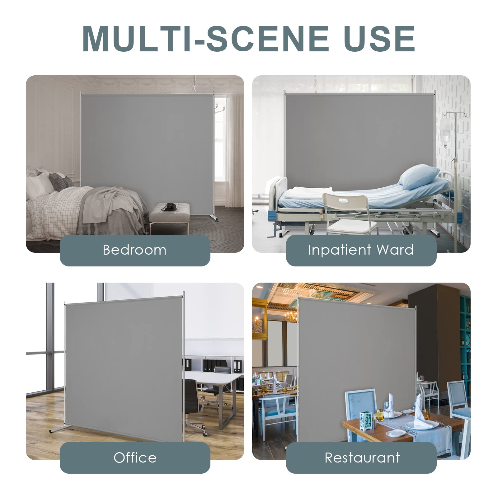 RANTILA classic-modern design room divider in grey complements contemporary offices.