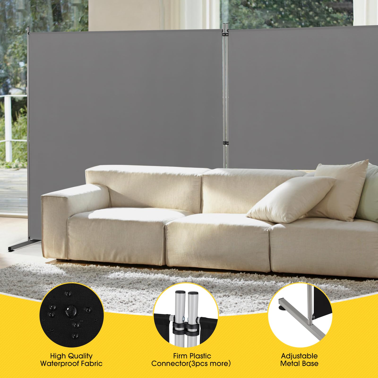Rantila iron frame privacy divider combines strength and reliability.