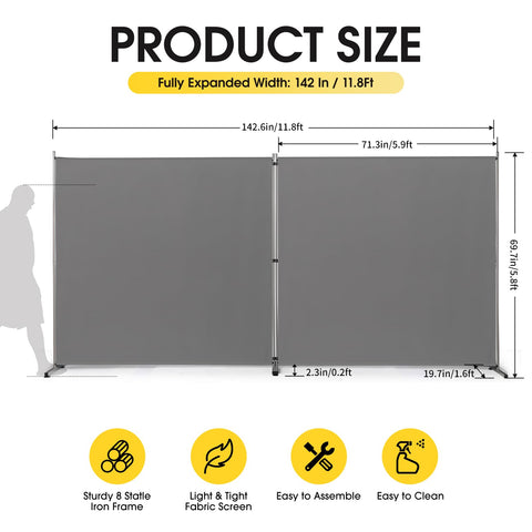 Rantila portable privacy screen shows quick setup for living spaces.