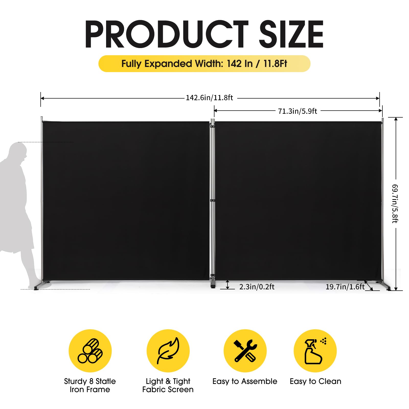 Rantila portable office divider with sturdy frame, ideal for creating a focused workspace.