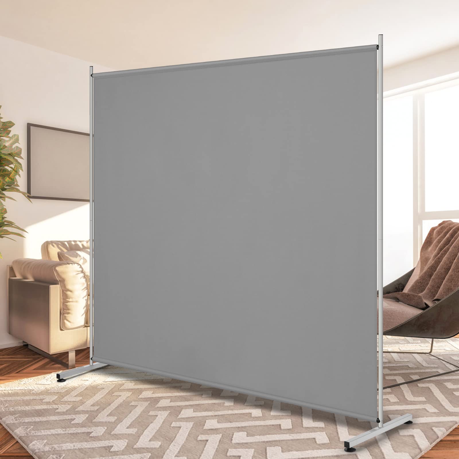 RANTILA grey single large panel room divider, front view, privacy in an open office.