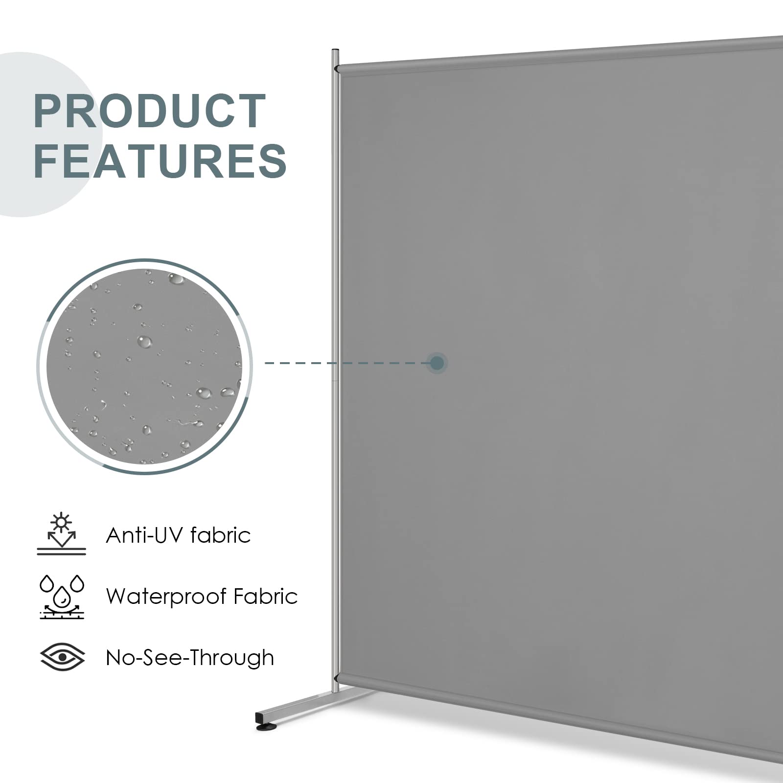 RANTILA privacy screen in grey supports space-saving privacy in busy workspaces.