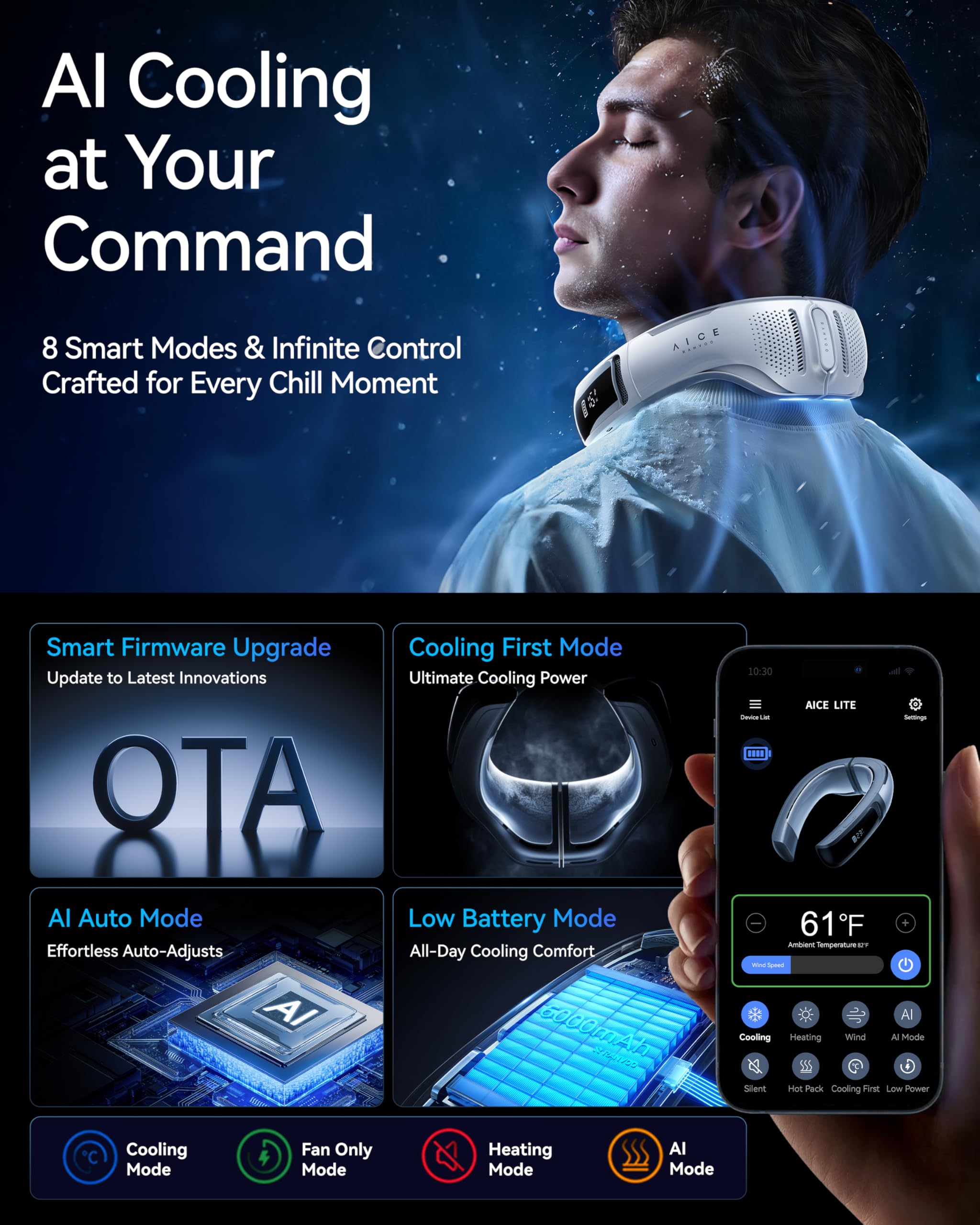 RANVOO AICE LITE Plus fast charging – quick power boosts for on-the-go use.