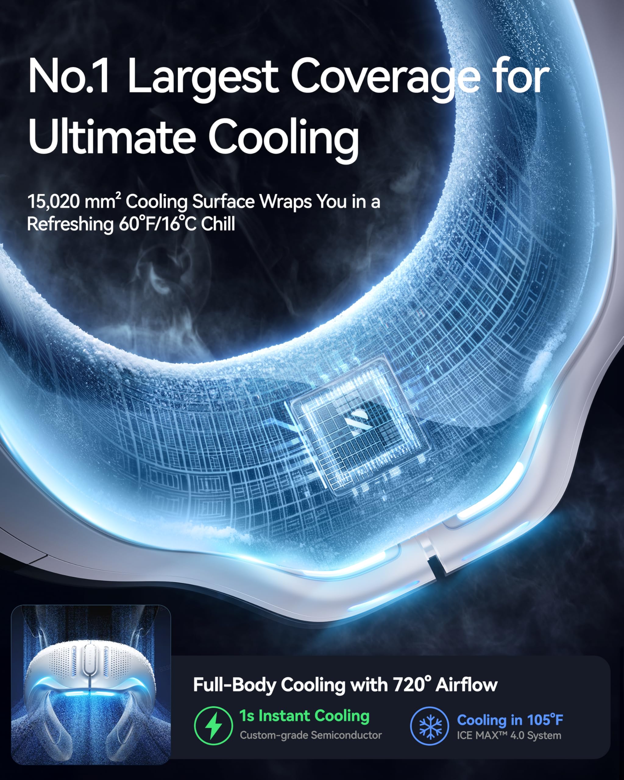 RANVOO AICE LITE Plus ice triangle system – powerful airflow around your torso.