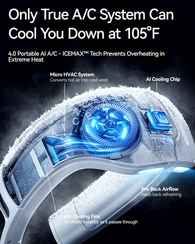 RANVOO AICE LITE Plus wearing on neck – hands-free cooling while working.