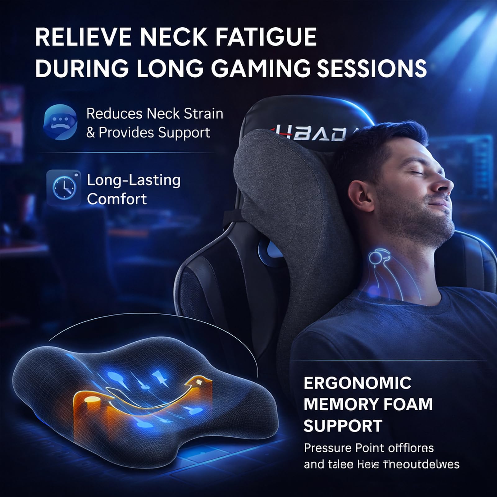 RaoRanDang car neck pillow side view highlights adjustable fit for different heights