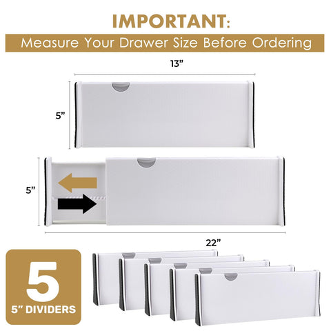 RAPTUROUS expandable-drawer-divider expands from 13 to 22 inches for kitchen drawers.