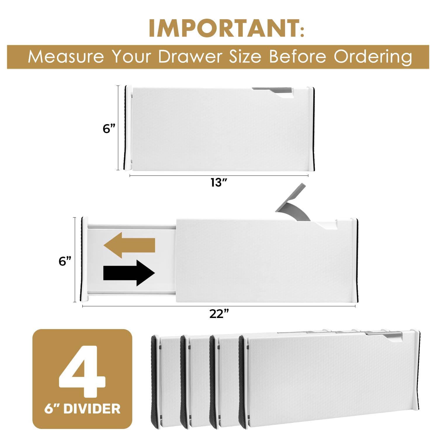 Rapturous expandable 13-22 inch divider fits deep drawers for versatile organization