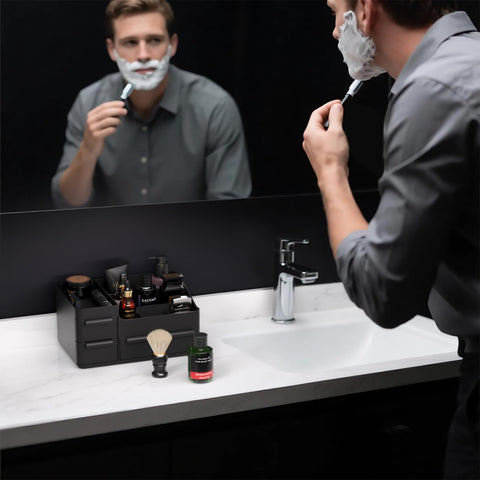 Rasydyn Cologne Organizer-bedroom decor adds masculine elegance while storing grooming items.