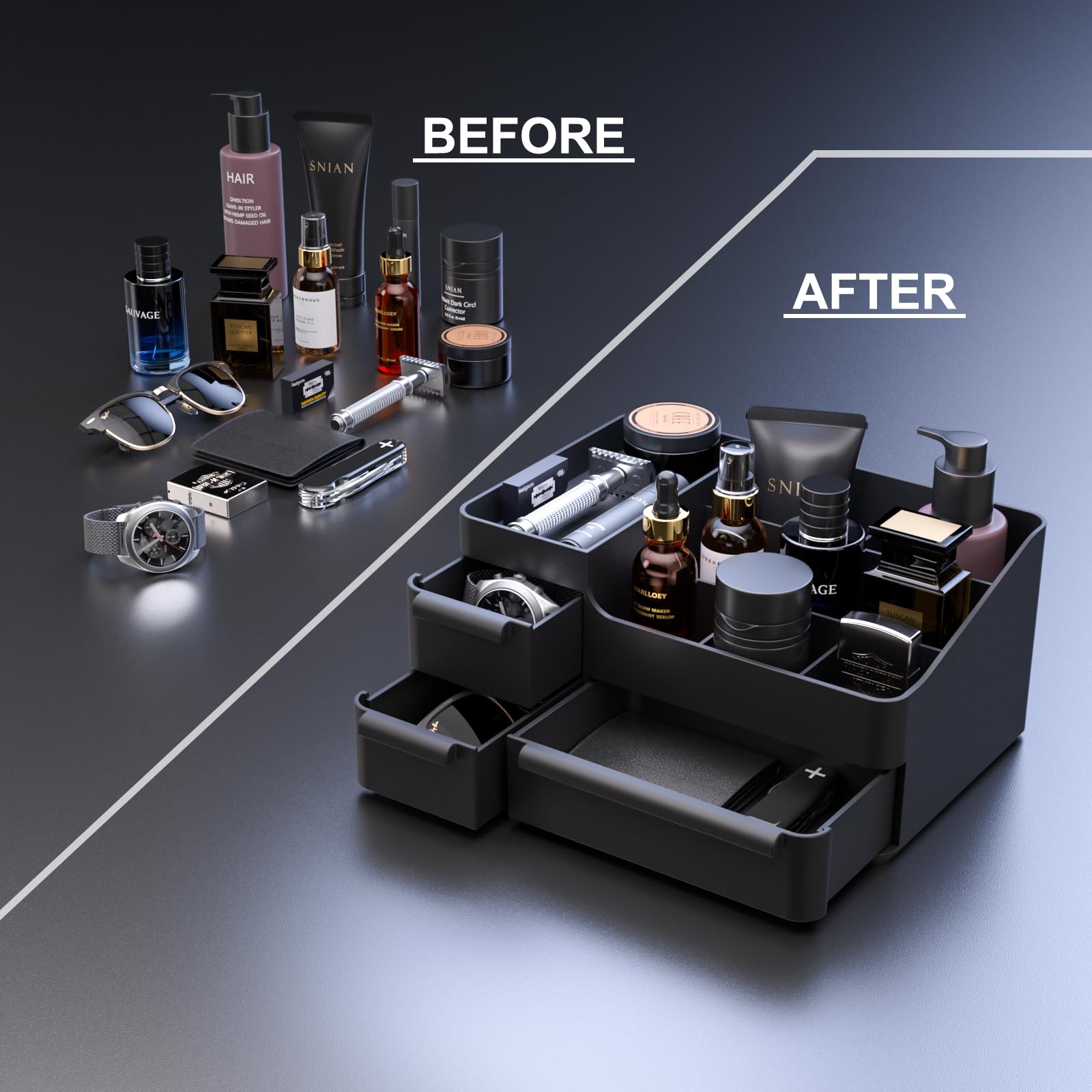 Rasydyn Cologne Organizer waterproof design enables easy wipe-down after use.