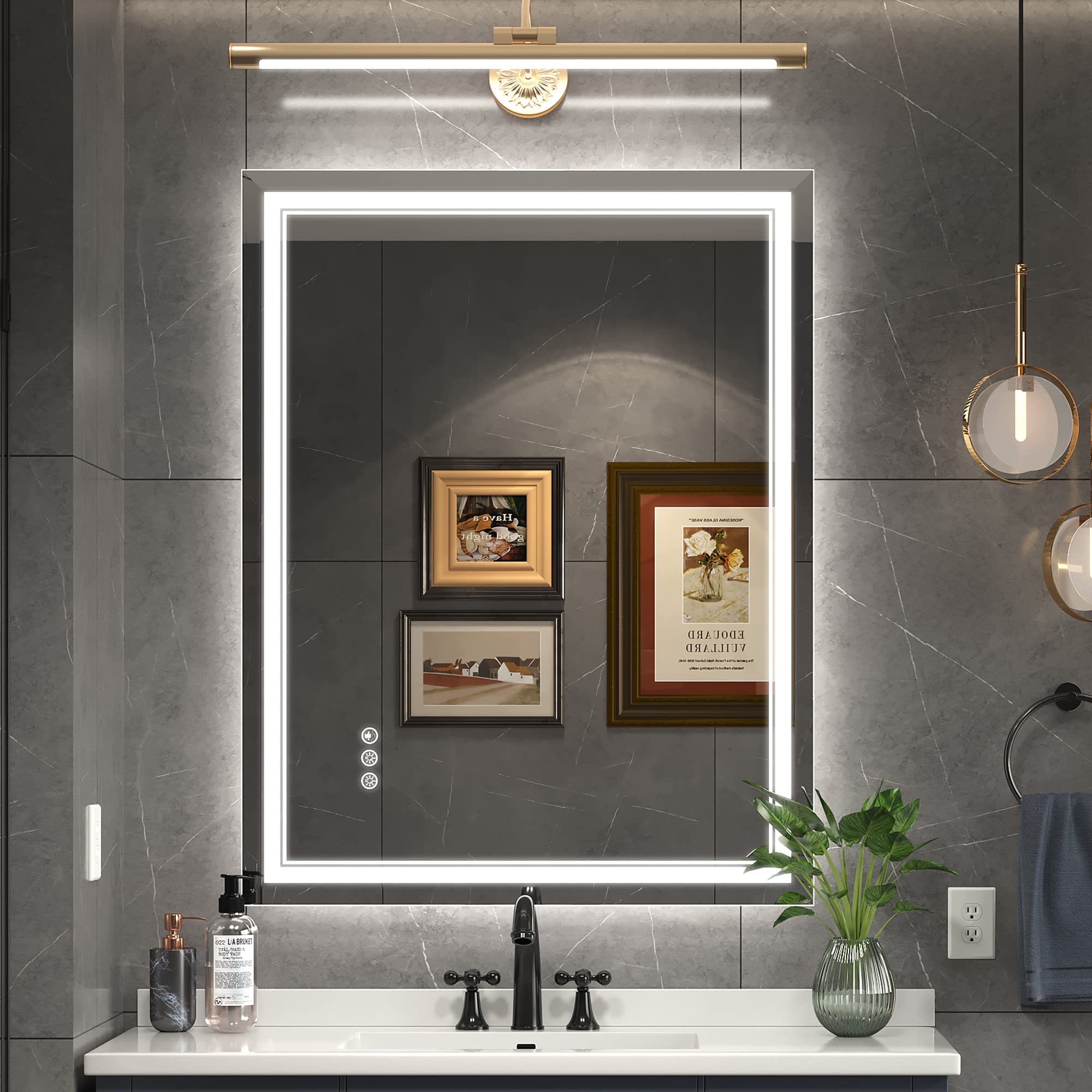 Ratsamee LED mirror frontlit for bright, even grooming illumination.
