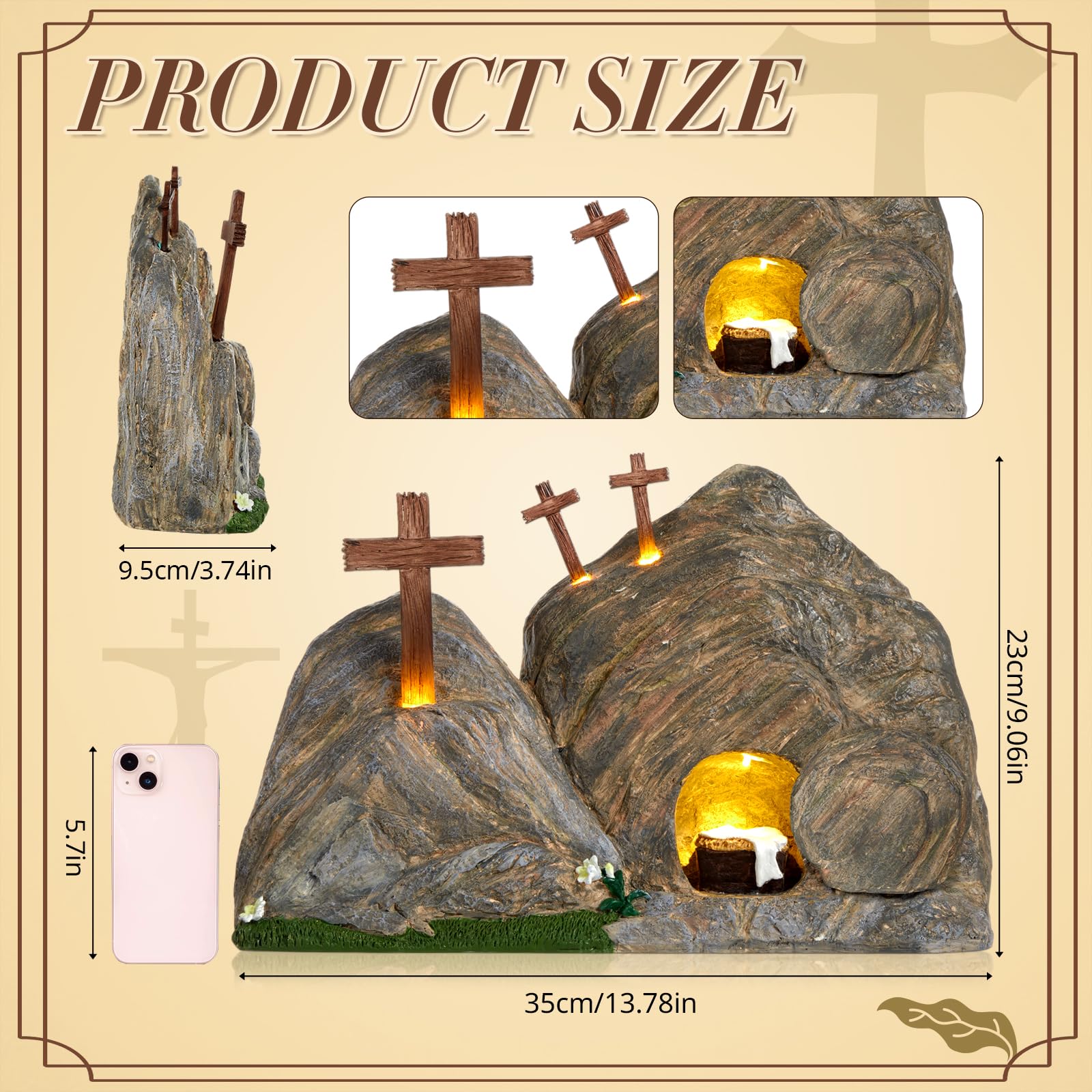 RattanView cross and empty tomb detail emphasizes sacred symbolism