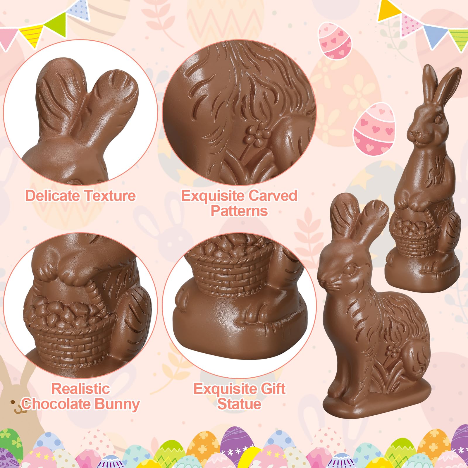 RattanView detailed chocolate bunny design complements various Easter styles.