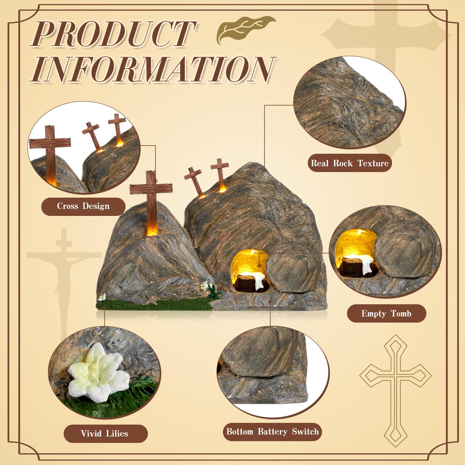 RattanView movable tomb stone door for interactive nativity displays