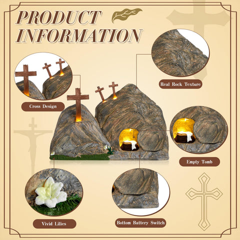 RattanView movable tomb stone door for interactive nativity displays