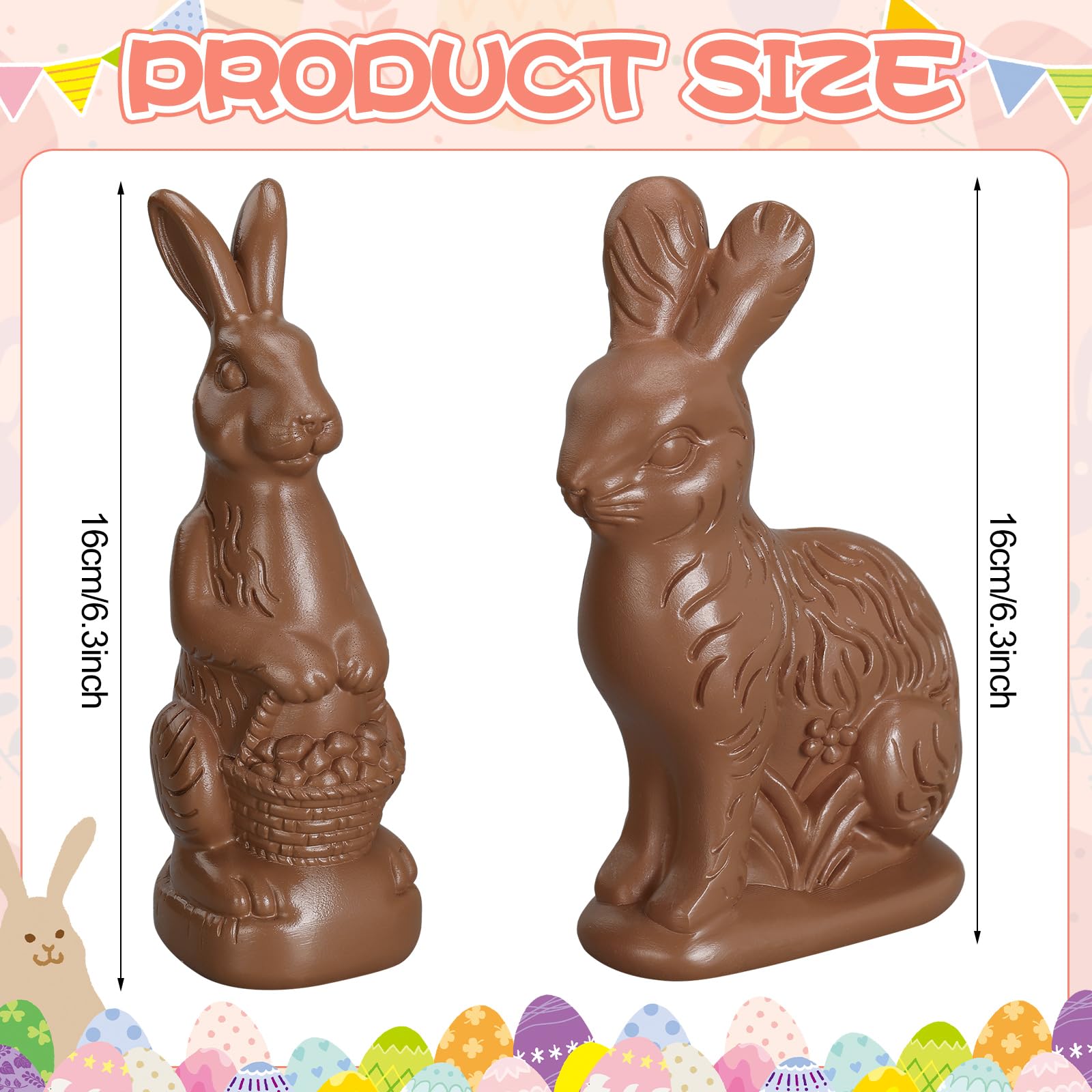 RattanView brown resin bunnies with a chocolate look for durable seasonal decor.