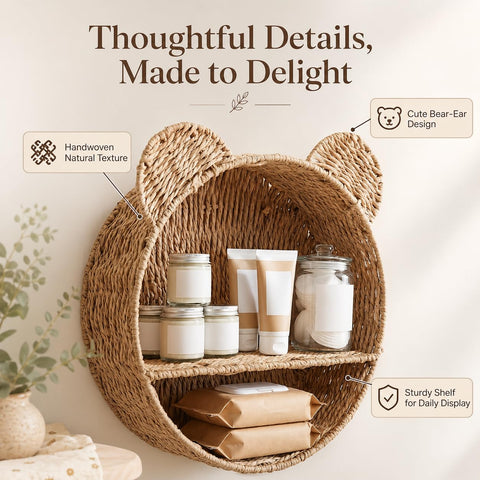 Rattanzenith bear wall decor adding cozy nursery charm.