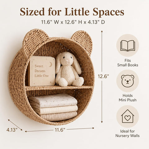 Rattanzenith wall basket with built-in divider shelf for two zones.
