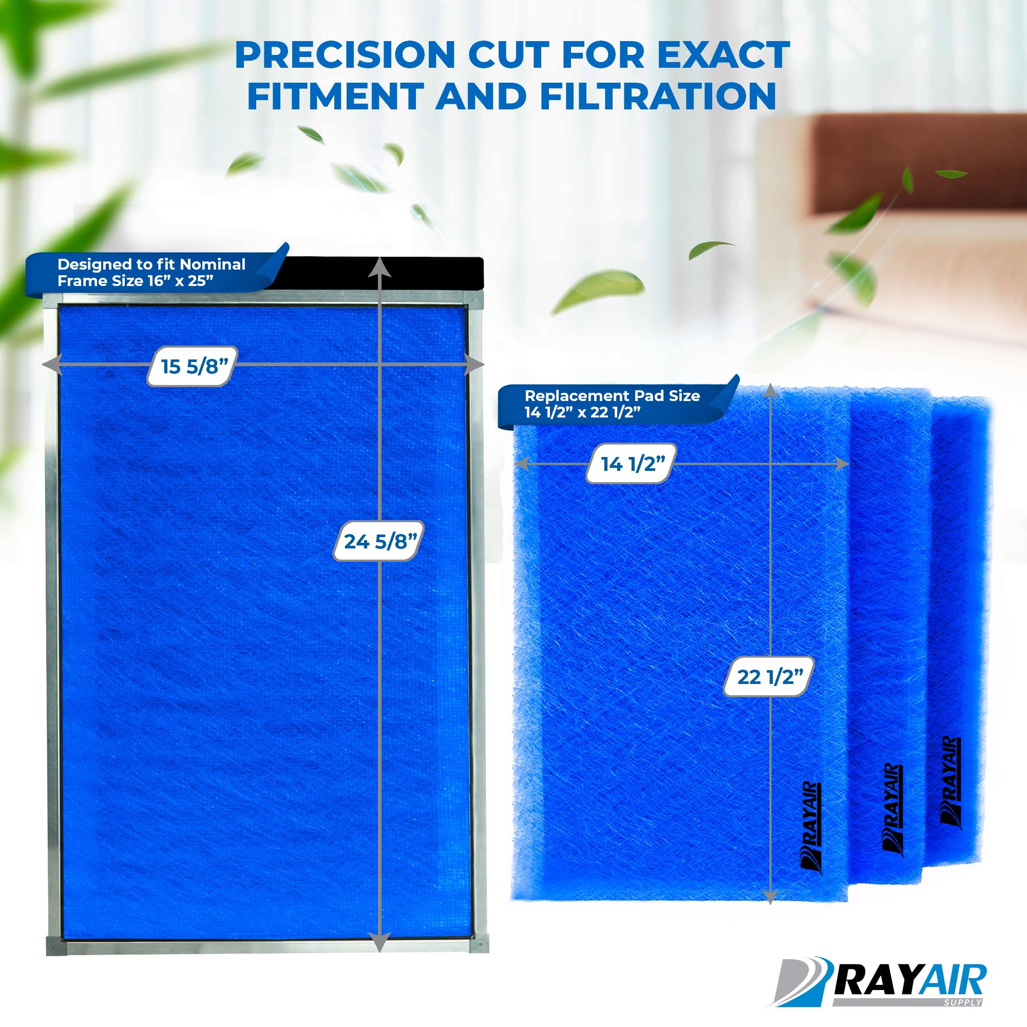 RayAir Supply 16x25 pad side view showing activated carbon center for odor control