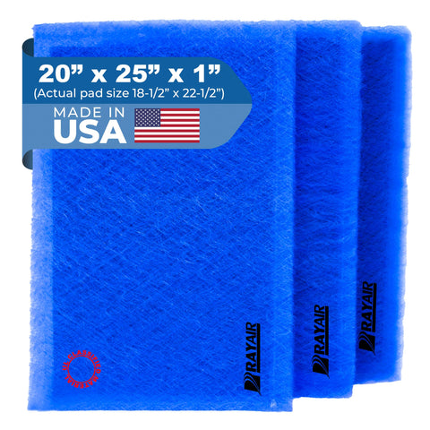 RayAir Supply 20x25 filter pad with activated carbon center for submicron particle capture.
