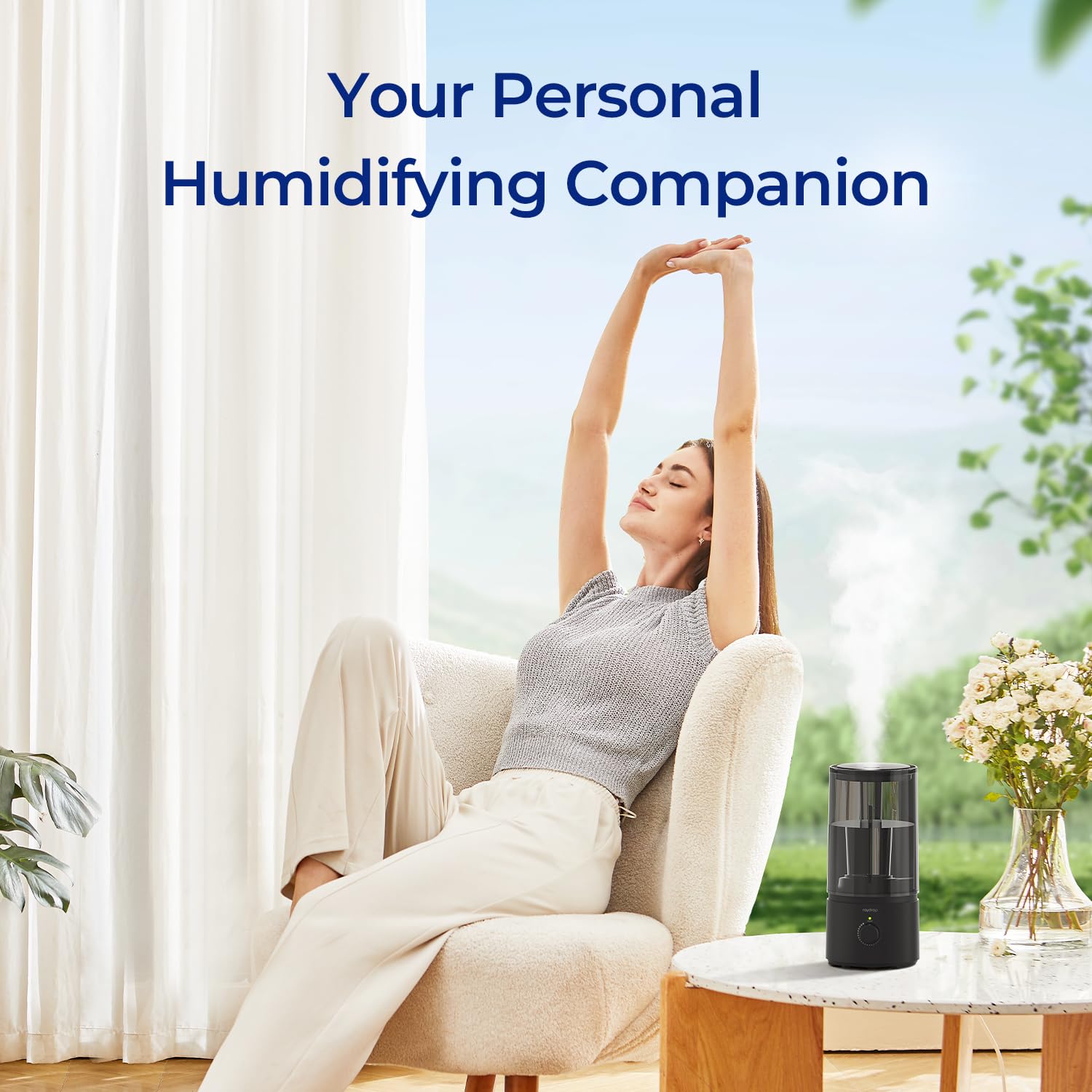raydrop humidifier runs quietly at 26dB, ideal for bedrooms