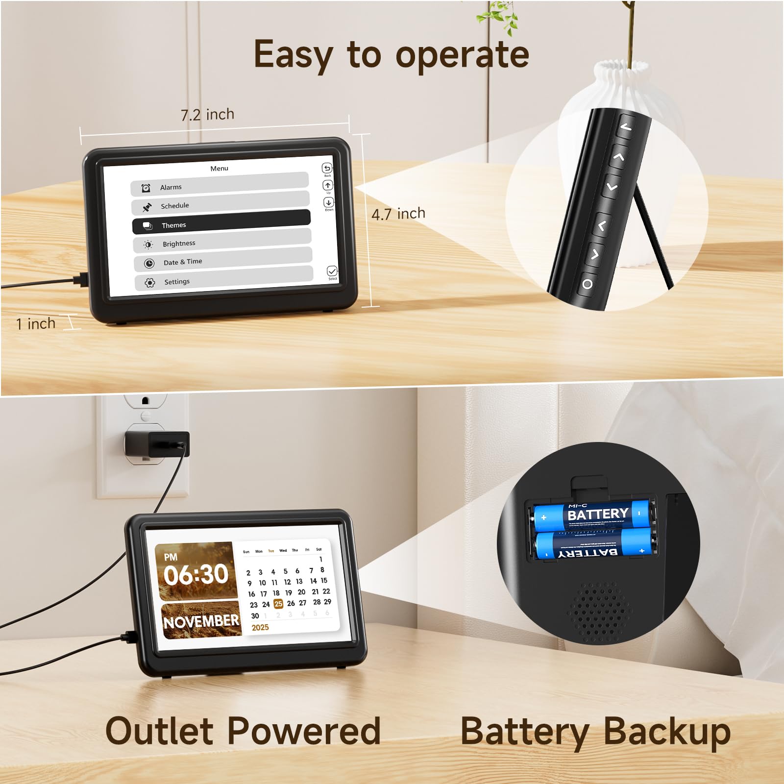 Raynic Date Clock auto DST: time stays accurate with daylight saving changes.