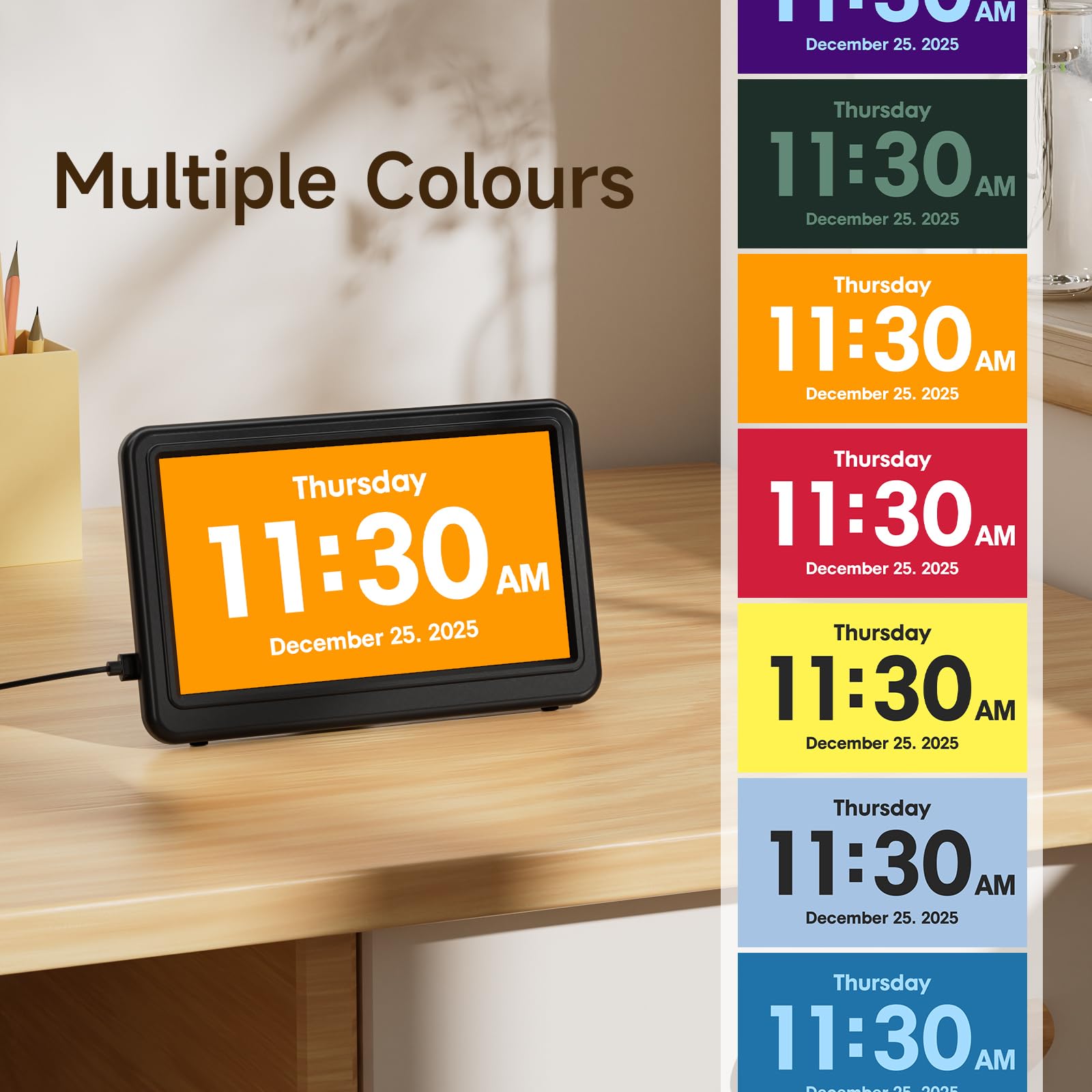 Raynic Date Clock 24-hour format: clear, unambiguous time at a glance.