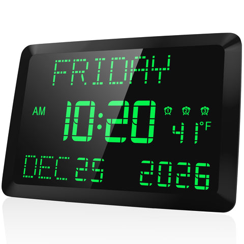 Raynic Day Clock with 11.5-inch LED display for easy viewing