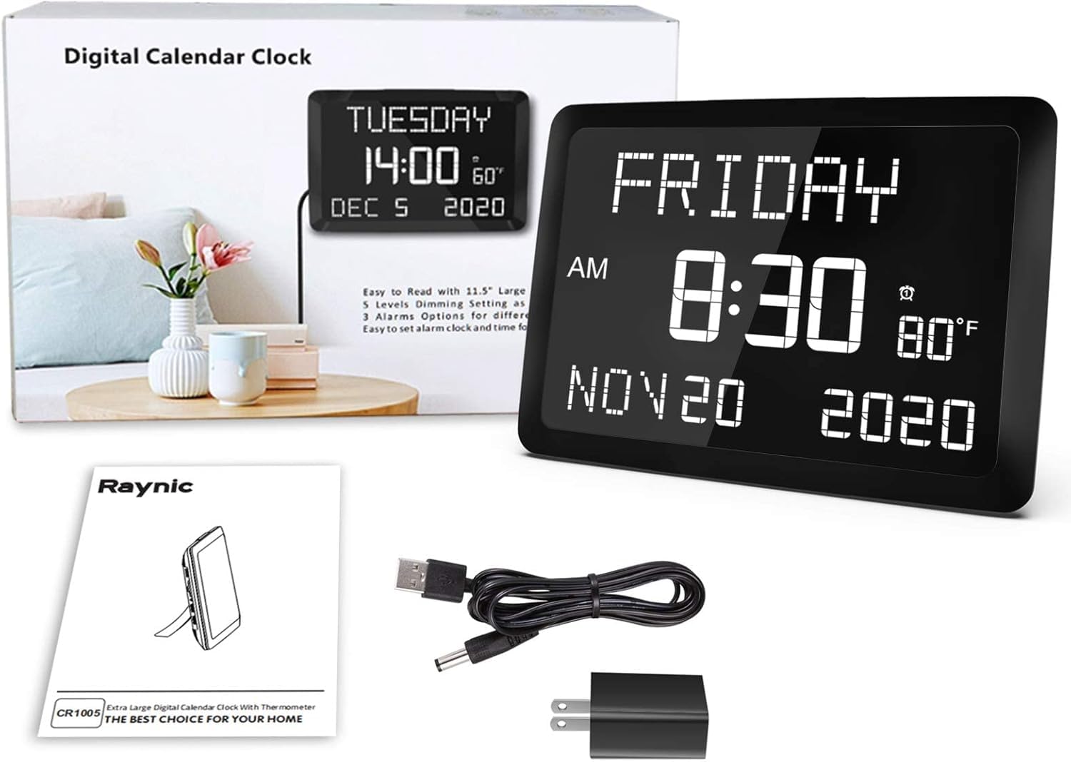 Raynic clock supports DST and 12/24-hour formats