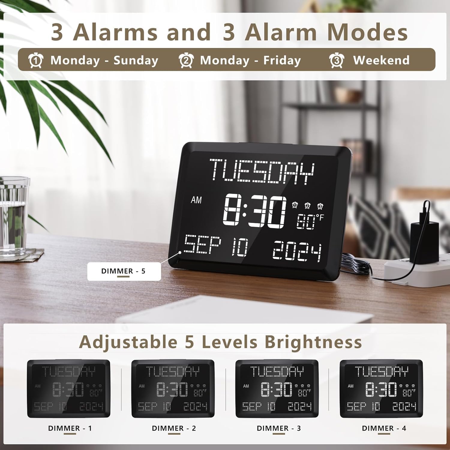Raynic clock offers three alarms for flexible wake-up times