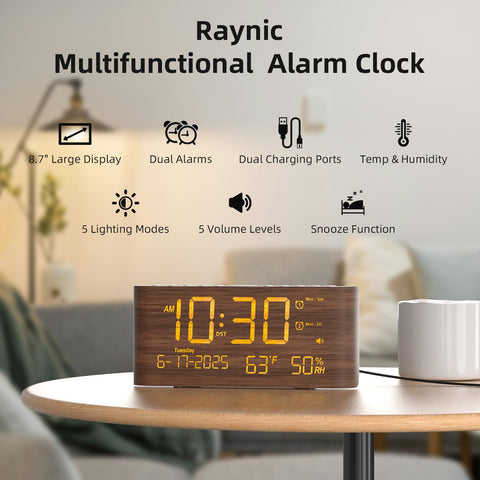 Raynic clock showing dual alarms for separate schedules