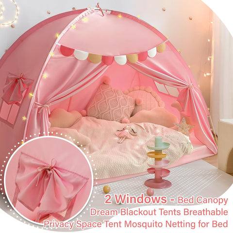 Razee dual-door design bed canopy allows easy entry from either side