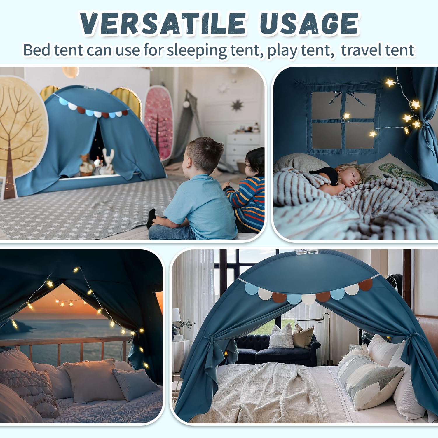 Razee bed tent featuring tool-free, quick setup.