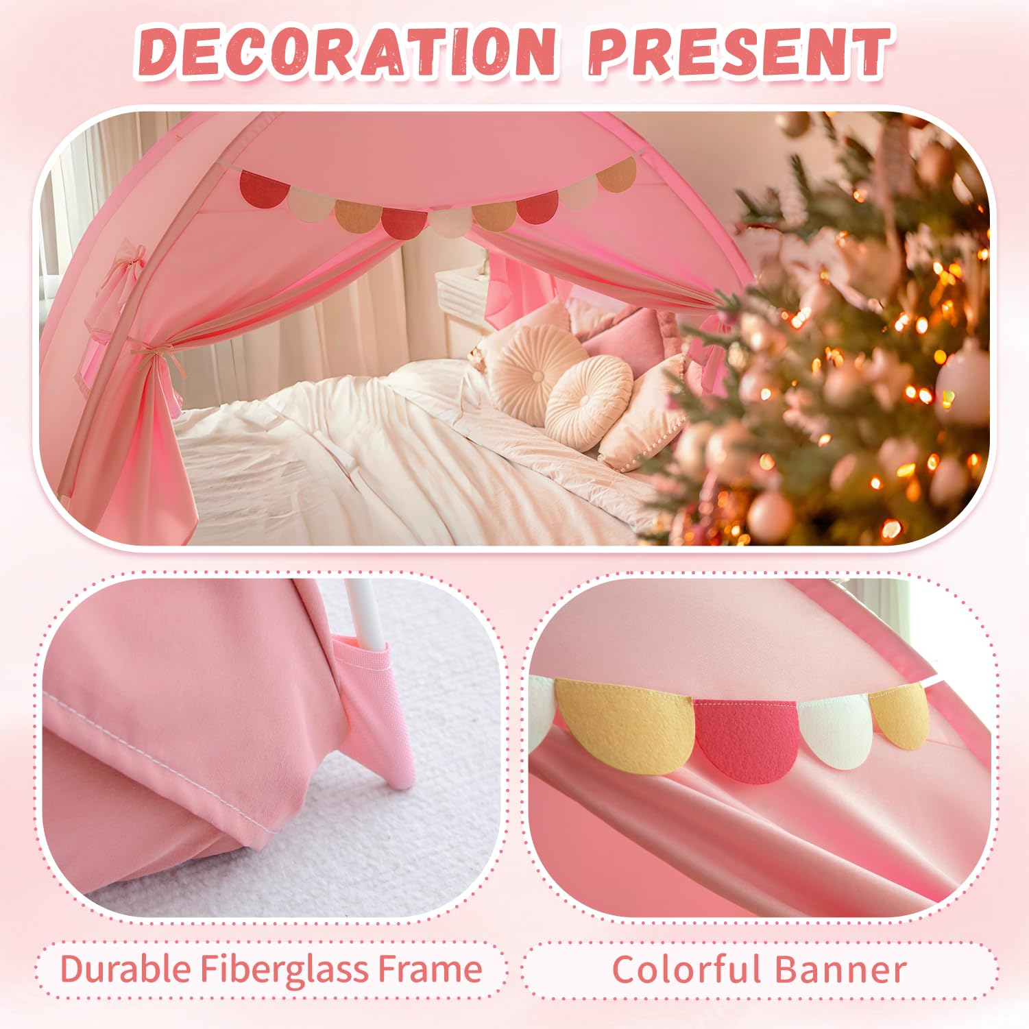 Razee pennant banners add a playful bedroom vibe