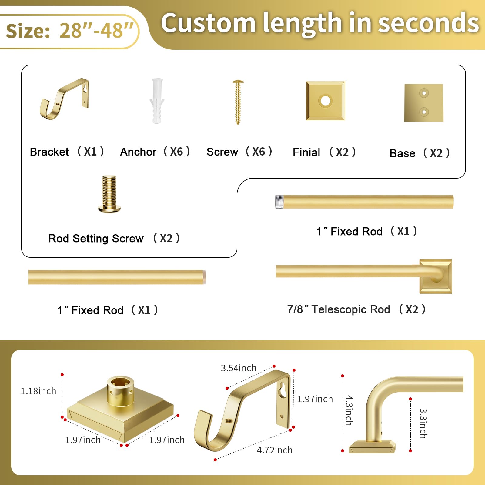 RBYCOS decorative gold curtain rod adds warm ambience to living areas.