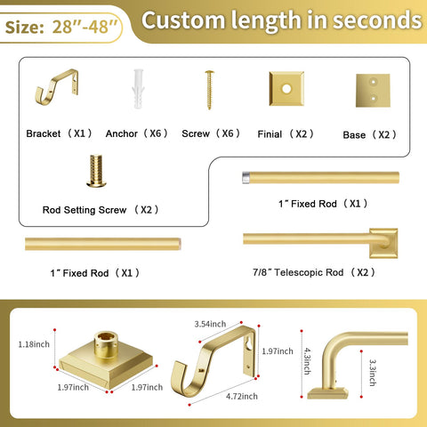RBYCOS decorative gold curtain rod adds warm ambience to living areas.