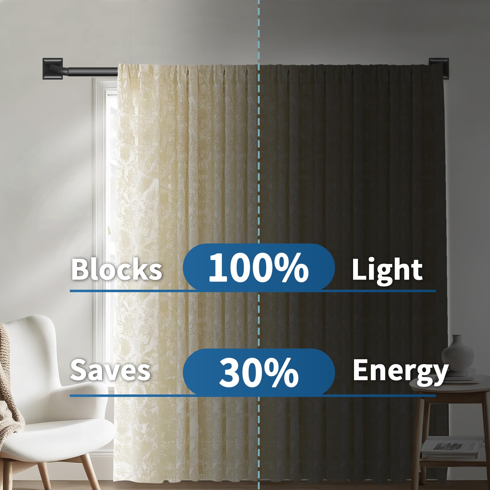 RBYCOS heavy-duty stainless steel rod delivers durable support.