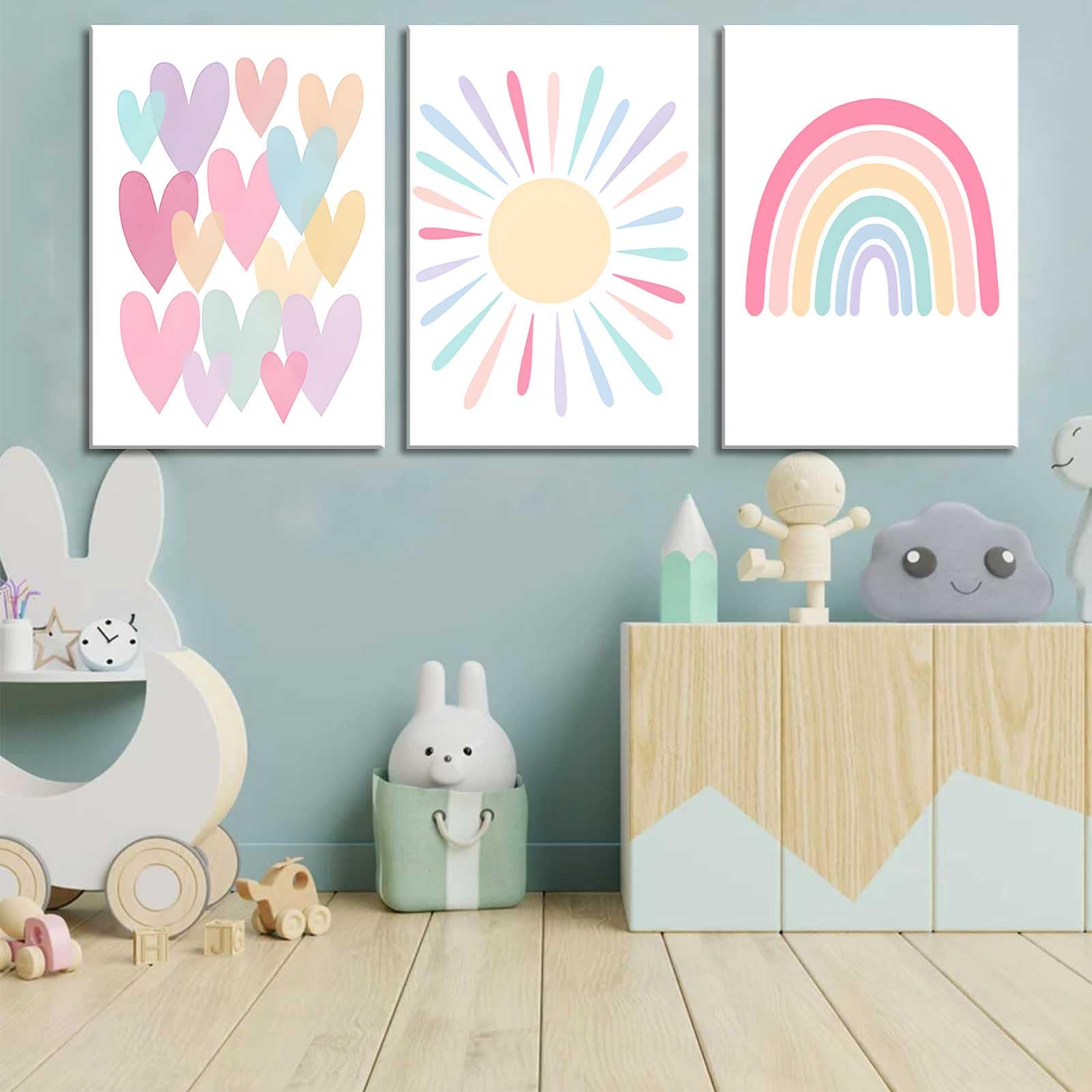 RCJARTI kids room pink wall art creates a modern, inviting space