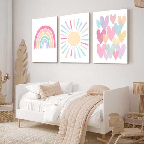 RCJARTI pastel rainbow wall art prints brighten a nursery with soft joy